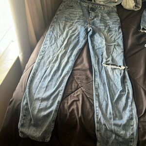 Dark wash, baggy jeans